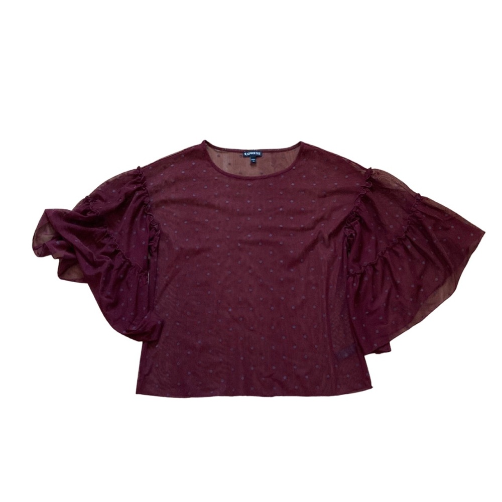 Express Red/Burgundy Mesh Bell Sleeve Size XS Petite